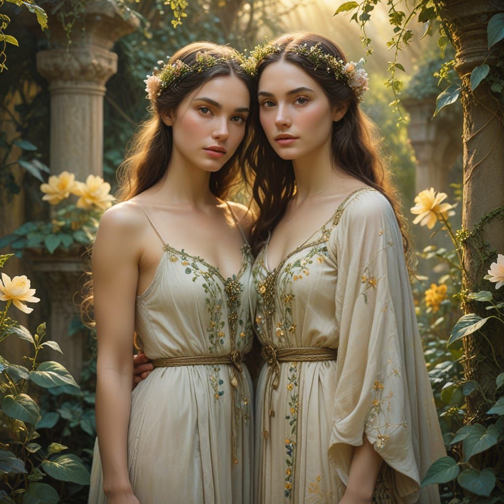 Medieval Sisters in a Sacred Garden Sanctuary