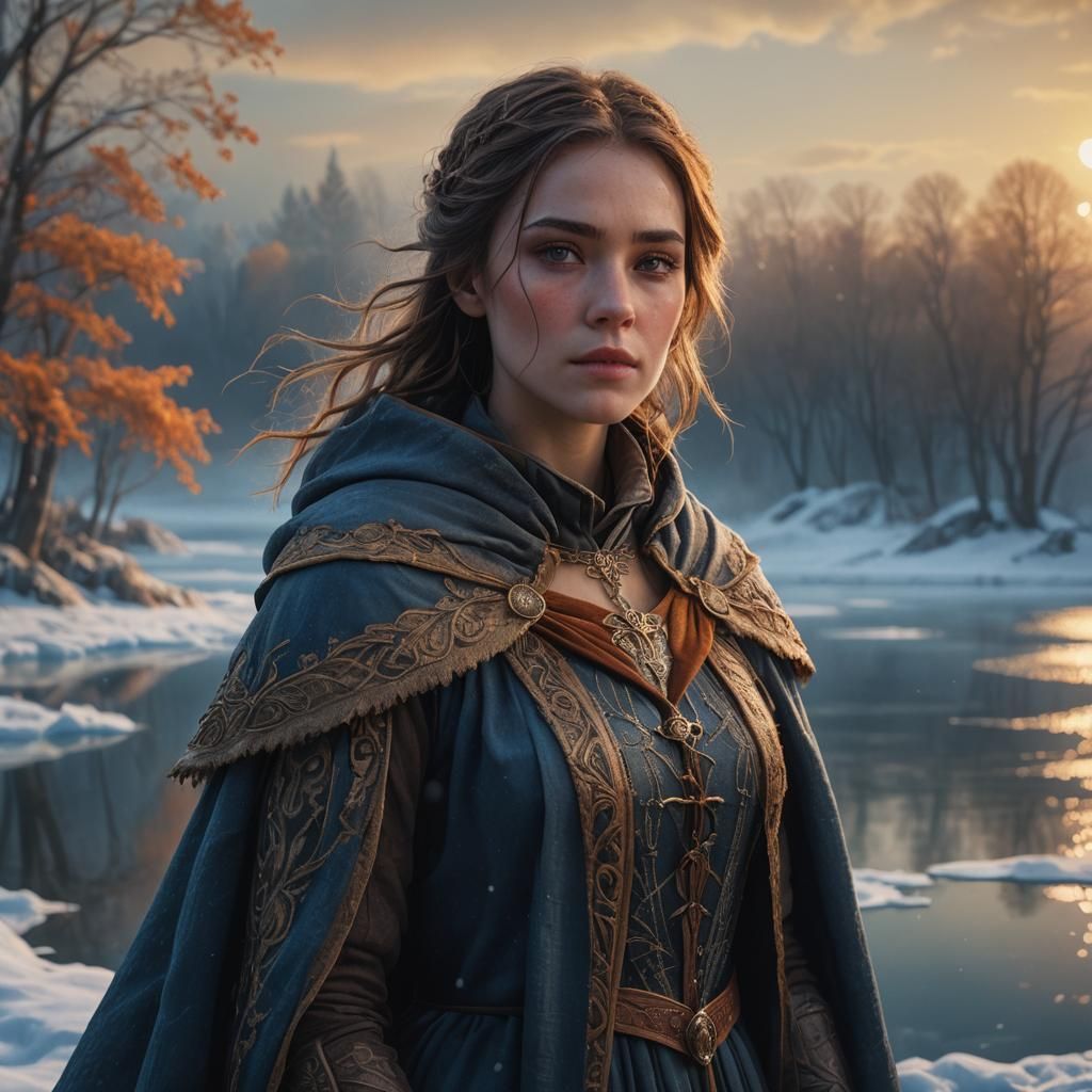 Fantasy Woman in Frozen Landscape: Matte Painting