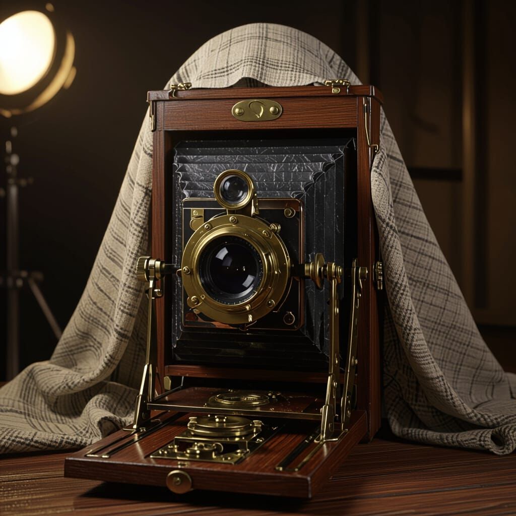 Vintage Bellows Camera with Brass Fittings
