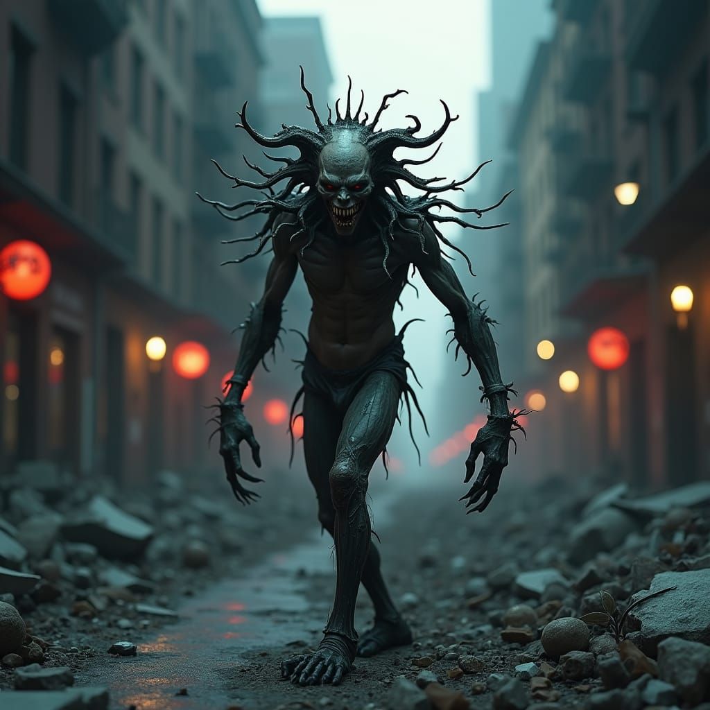 Afro-Cuban Vampire Zombie in Apocalyptic Soho