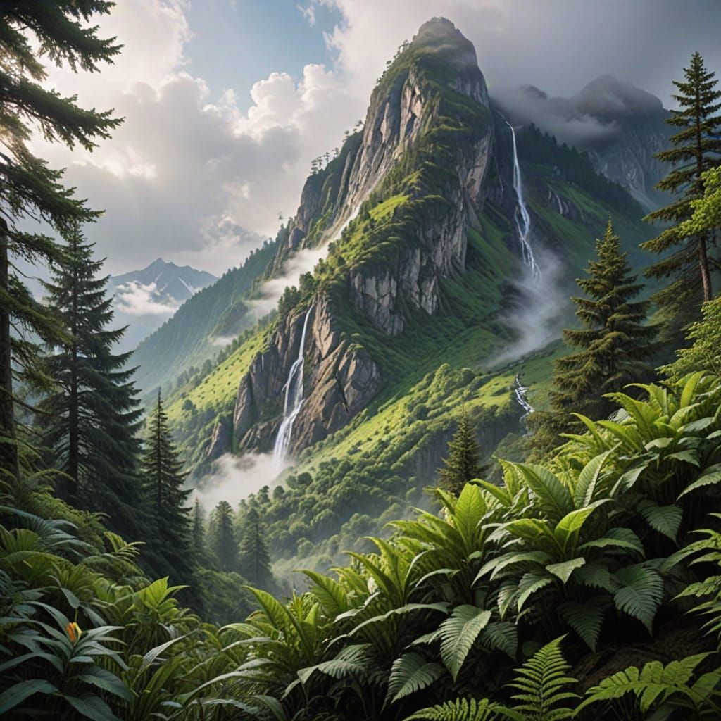 Majestic Mountain Landscape in Hyper-Realistic Photography