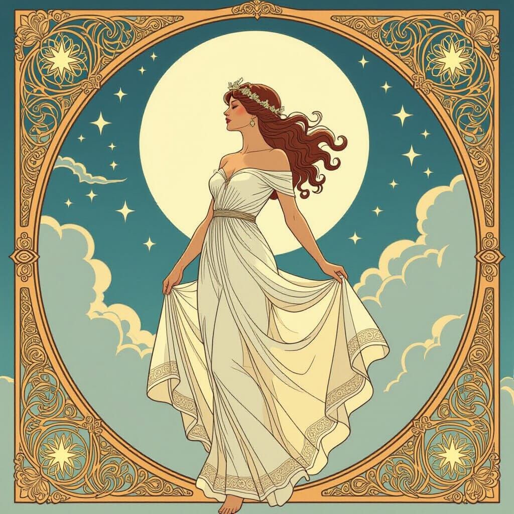 Celestial Woman in Art Nouveau Style
