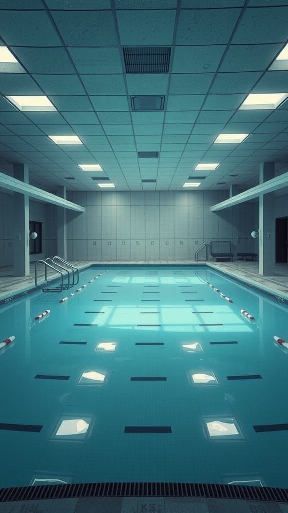 Liminal Swimming Pool in 80s Mall Aesthetic