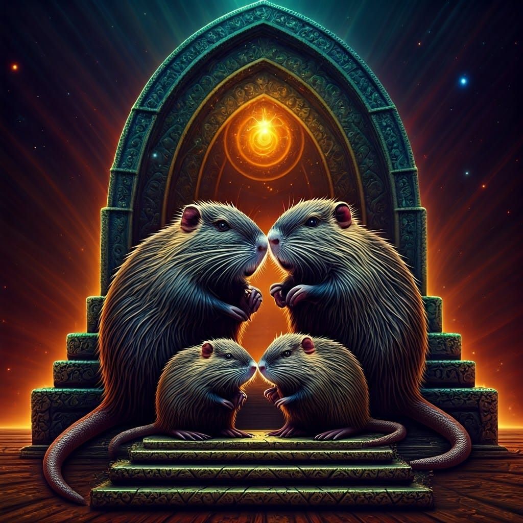 Nutria Family in Fractal Temple