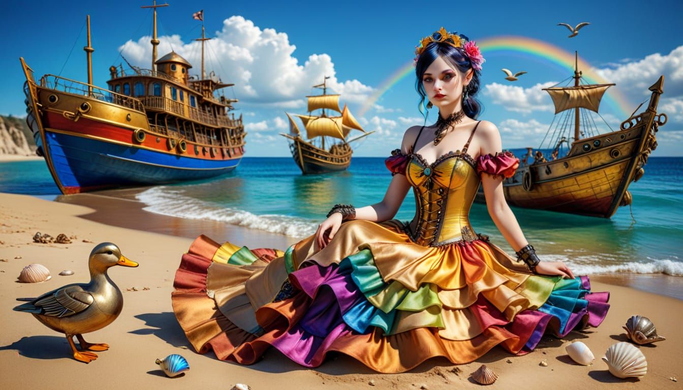 Gothic Steampunk Fairy Beach Vacation in 3D