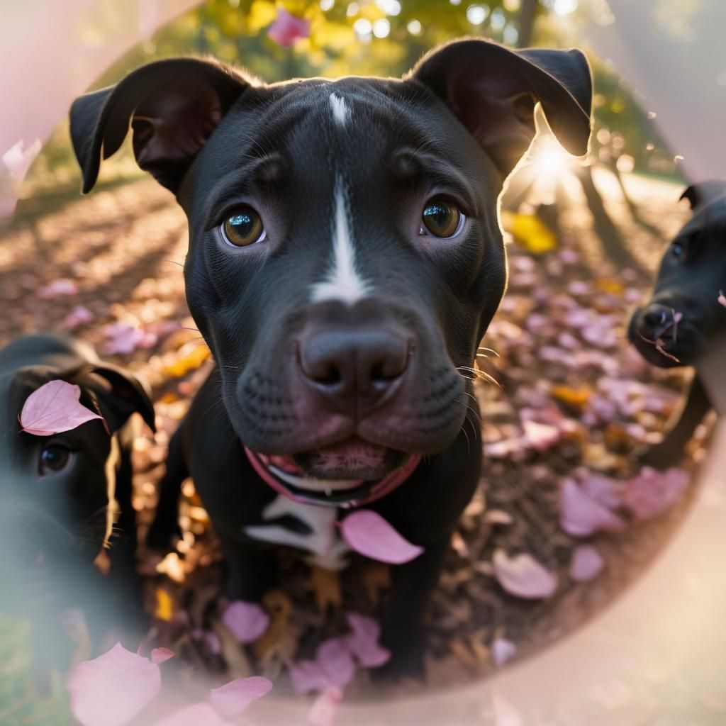 Adorable Pitbull Puppies Playing in Sunlight