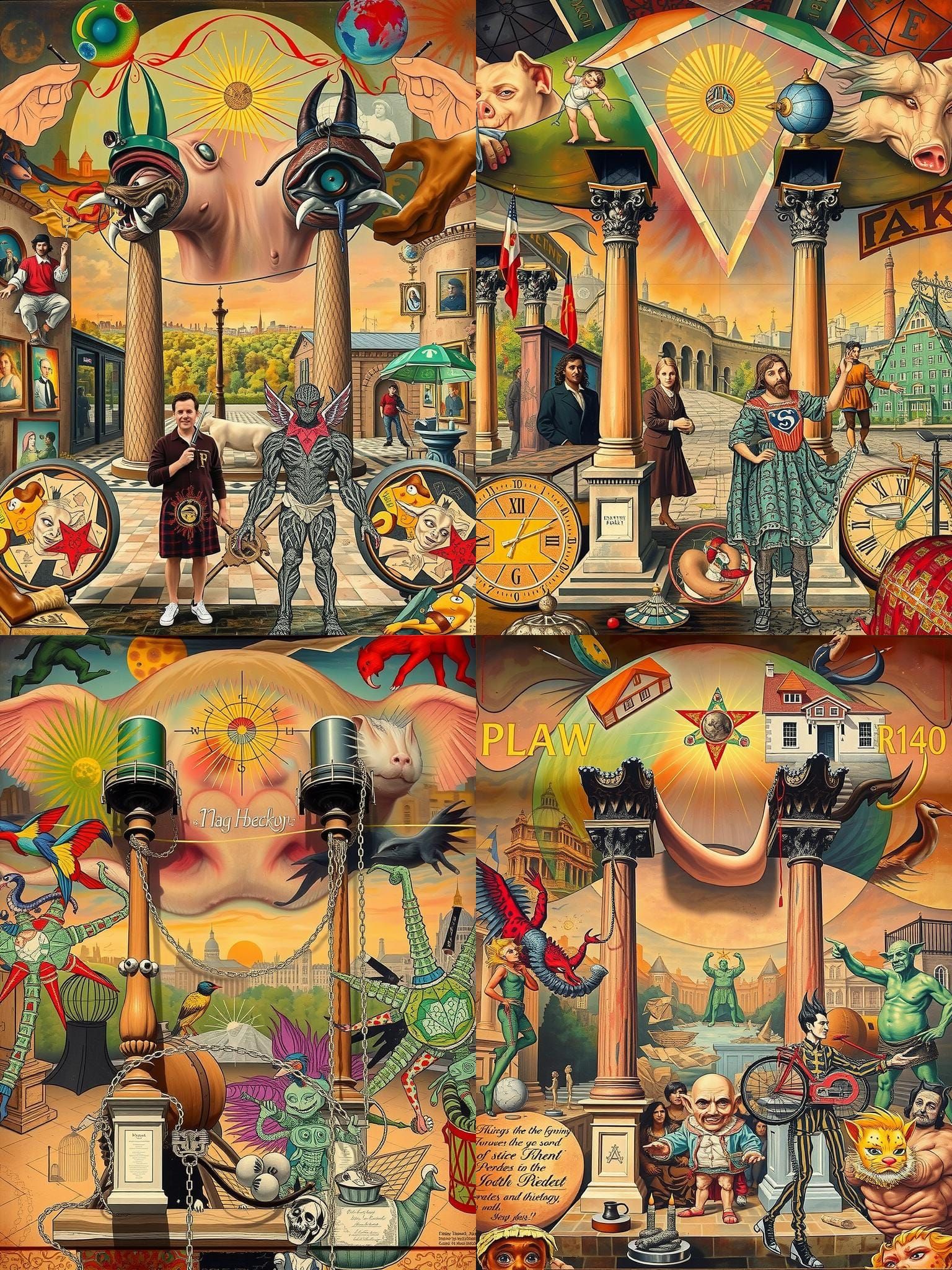 Grotesque Pig-Man in Dada Ritual, Bosch Style