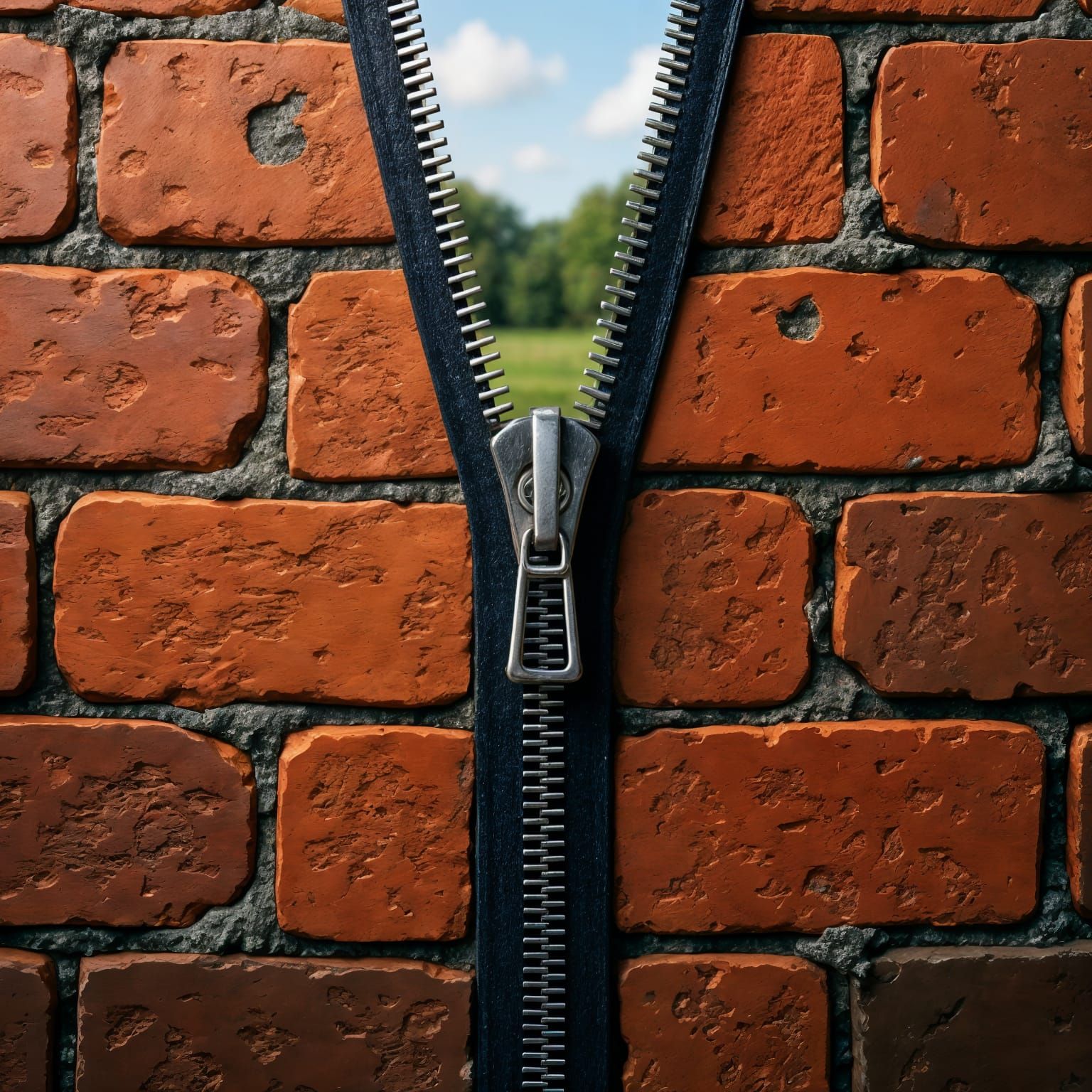 Brick Wall with Functional Zipper