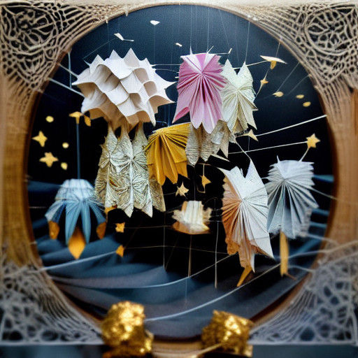 Whimsical Paper Heaven and Hell Diorama in Soft Focus