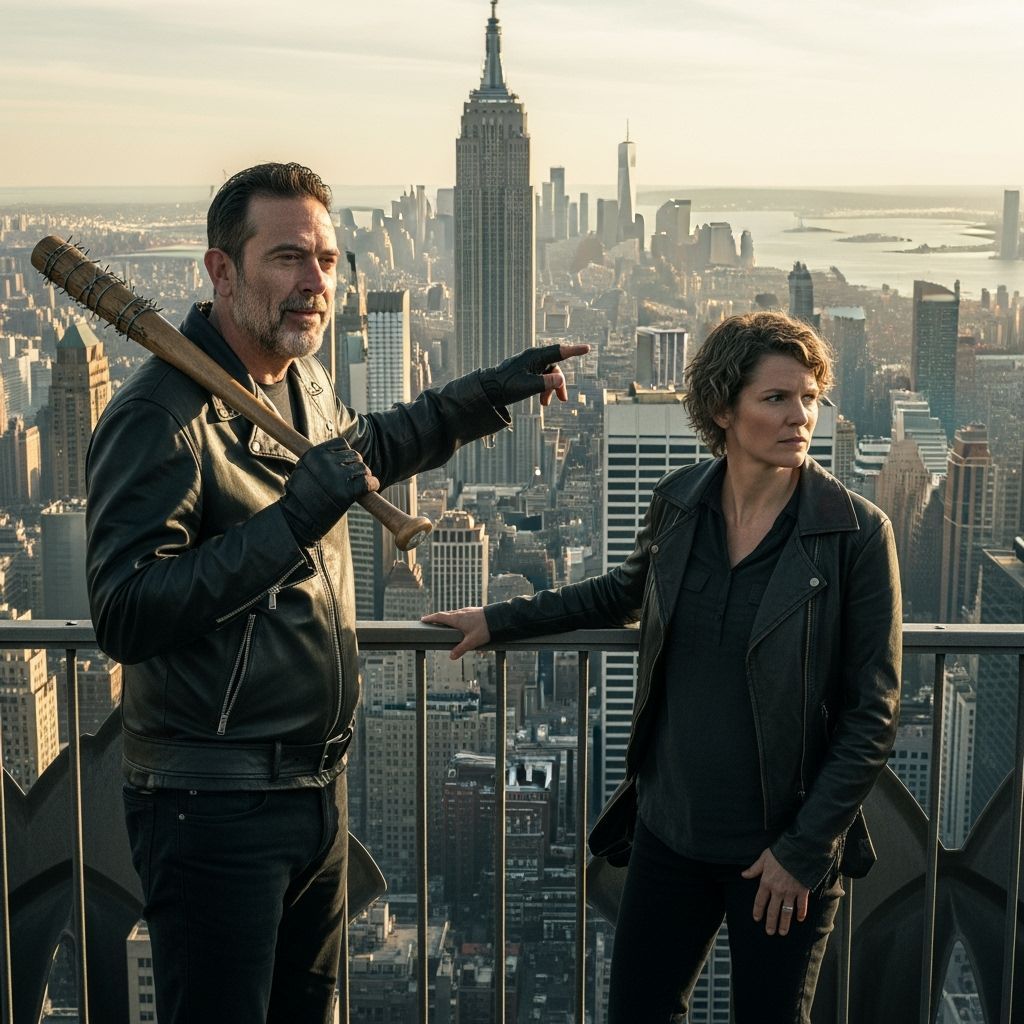 Negan and Maggie on Empire State Building in Apocalypse