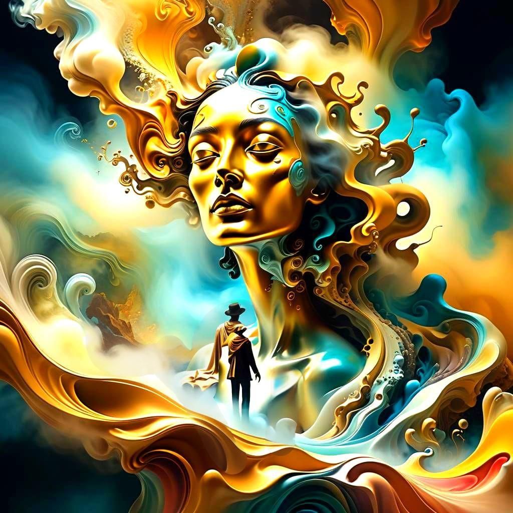 Ethereal Rebirth: Figure Emerging from Earth