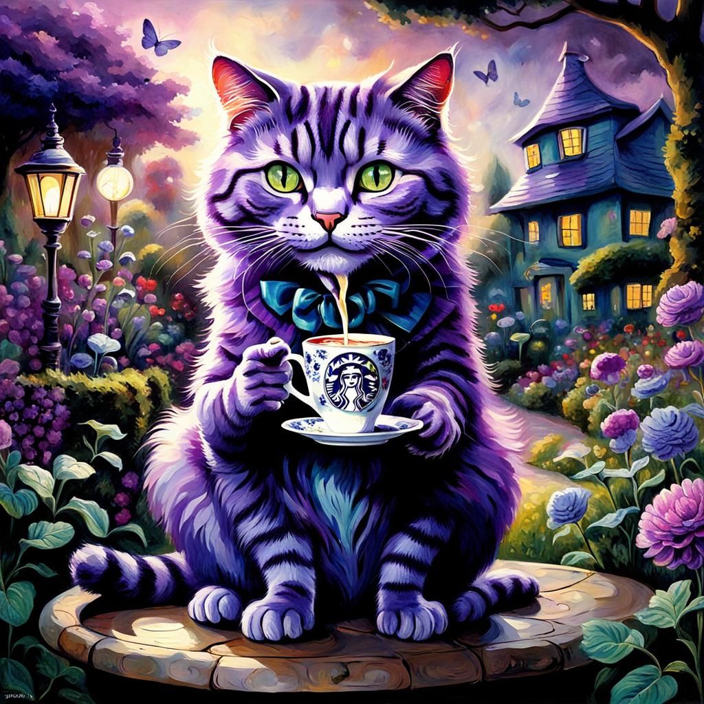 Cheshire Cat's Coffee Break: A Psychedelic Wonderland