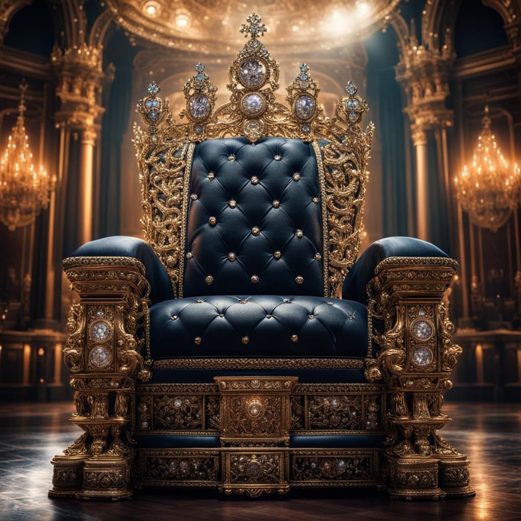 Queen's Crown and Throne in Hyperrealistic 16k
