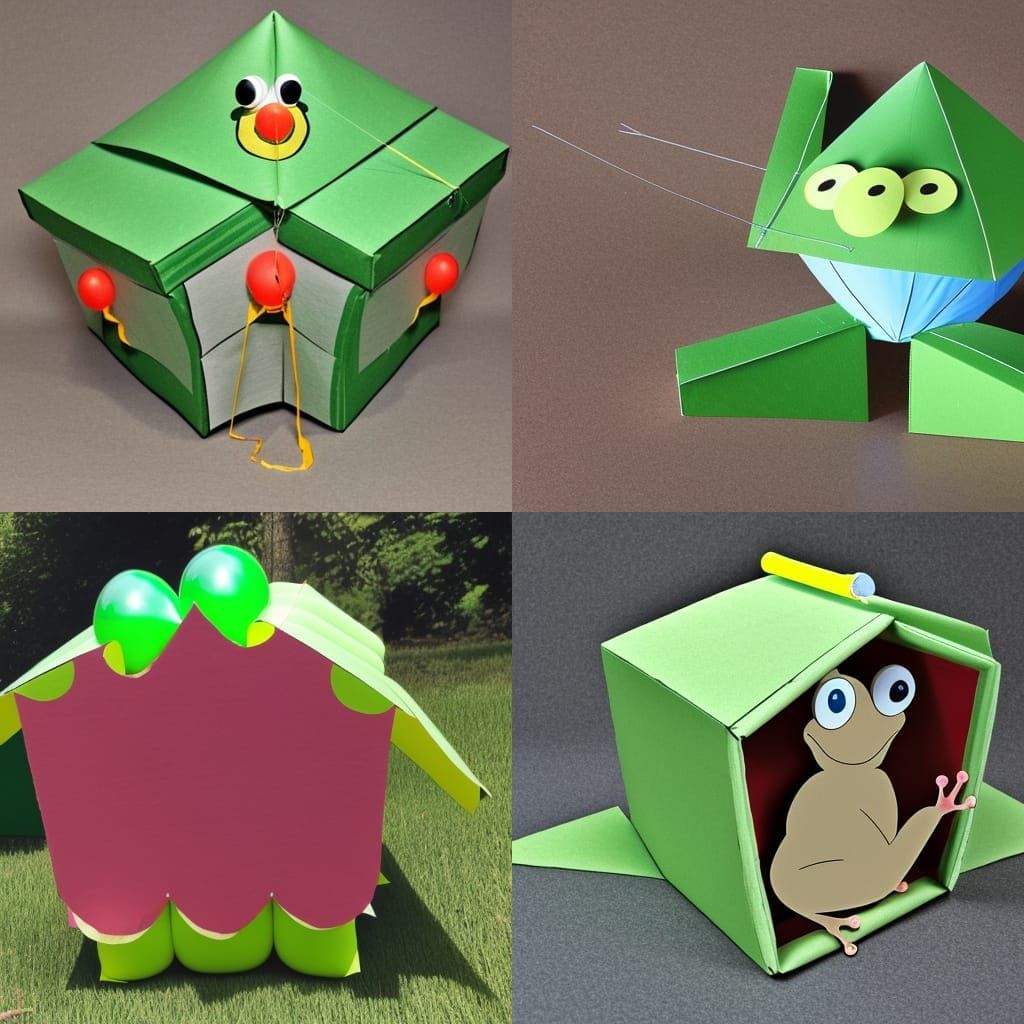 Frog's Whimsical Transformation: Kite Balloon to Foam House
