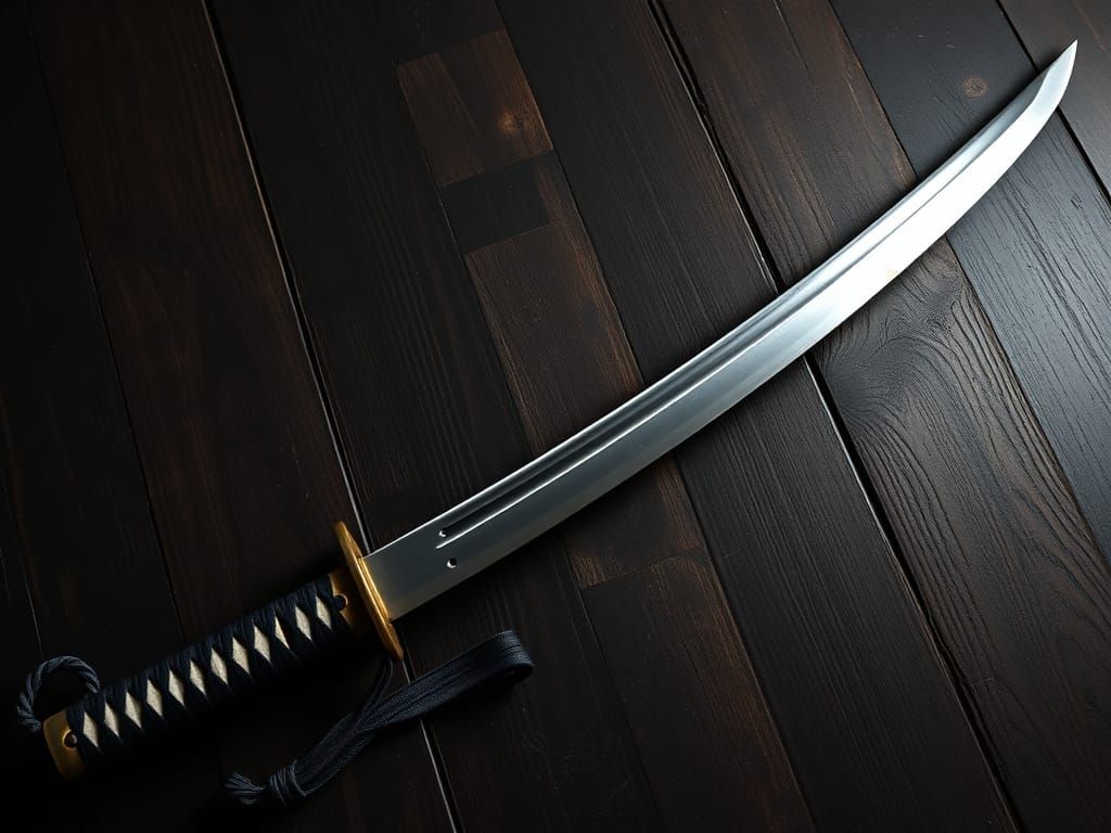 Traditional Japanese Sword in Elegant Minimalist Style