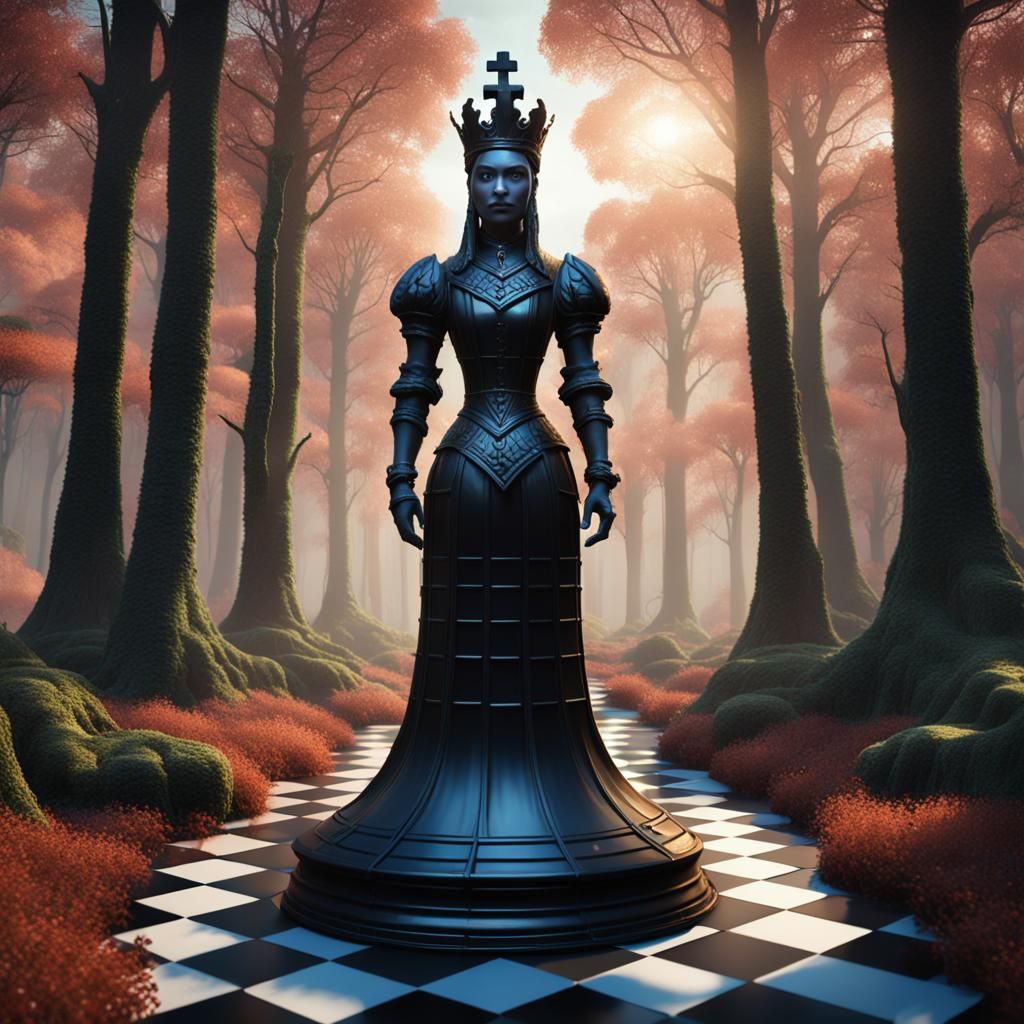 Fantastical Chess Queen in Checkered Grove