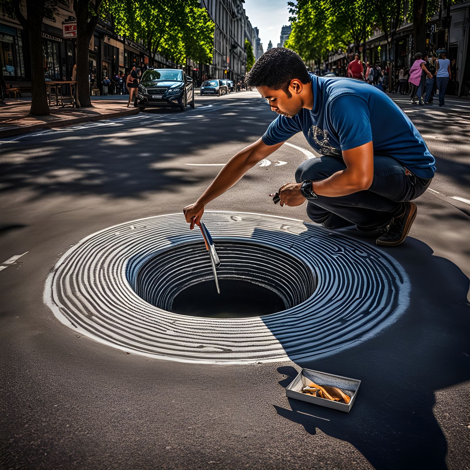 Hyperrealistic Chalk Art Optical Illusion