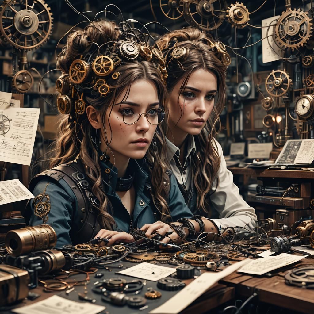 Steampunk Neuro Geek in Cyberpunk Sci-Fi Workshop
