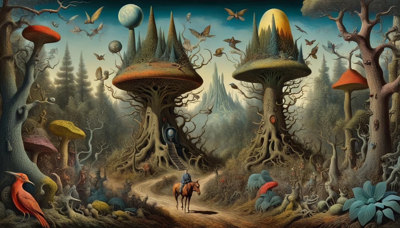 Enchanted Forest: A Surreal Collage Landscape