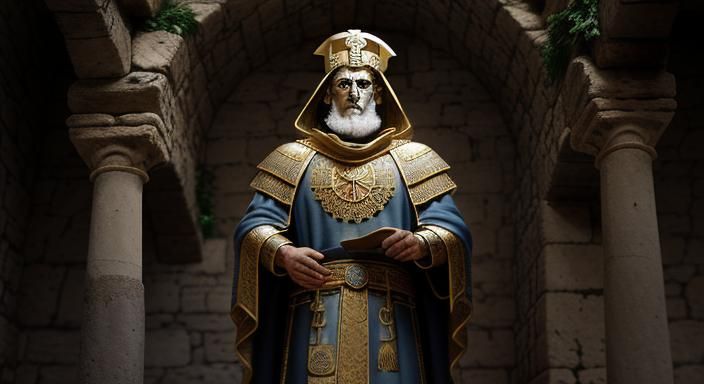 Sardinian High Priest in Ancient Mediterranean Illustration