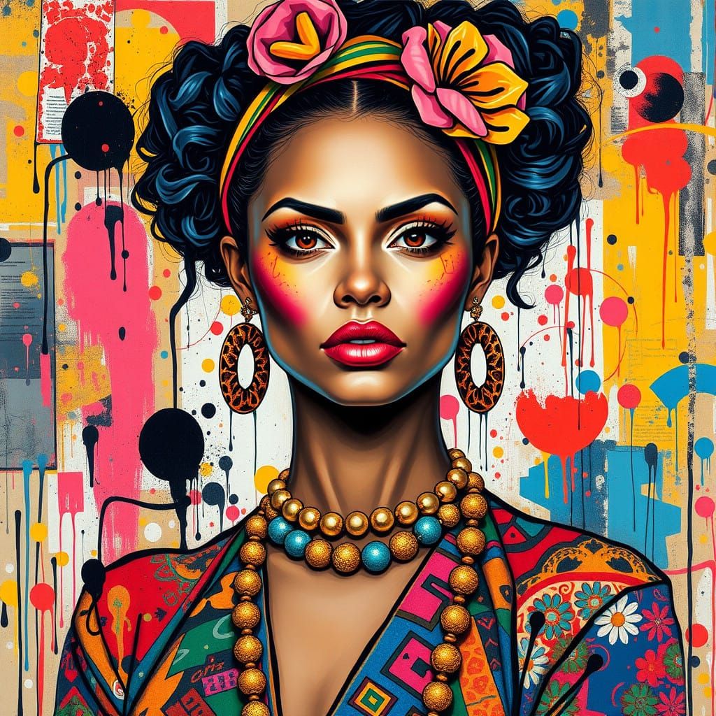 Confident Self-Portrait in Vibrant Street Art Style