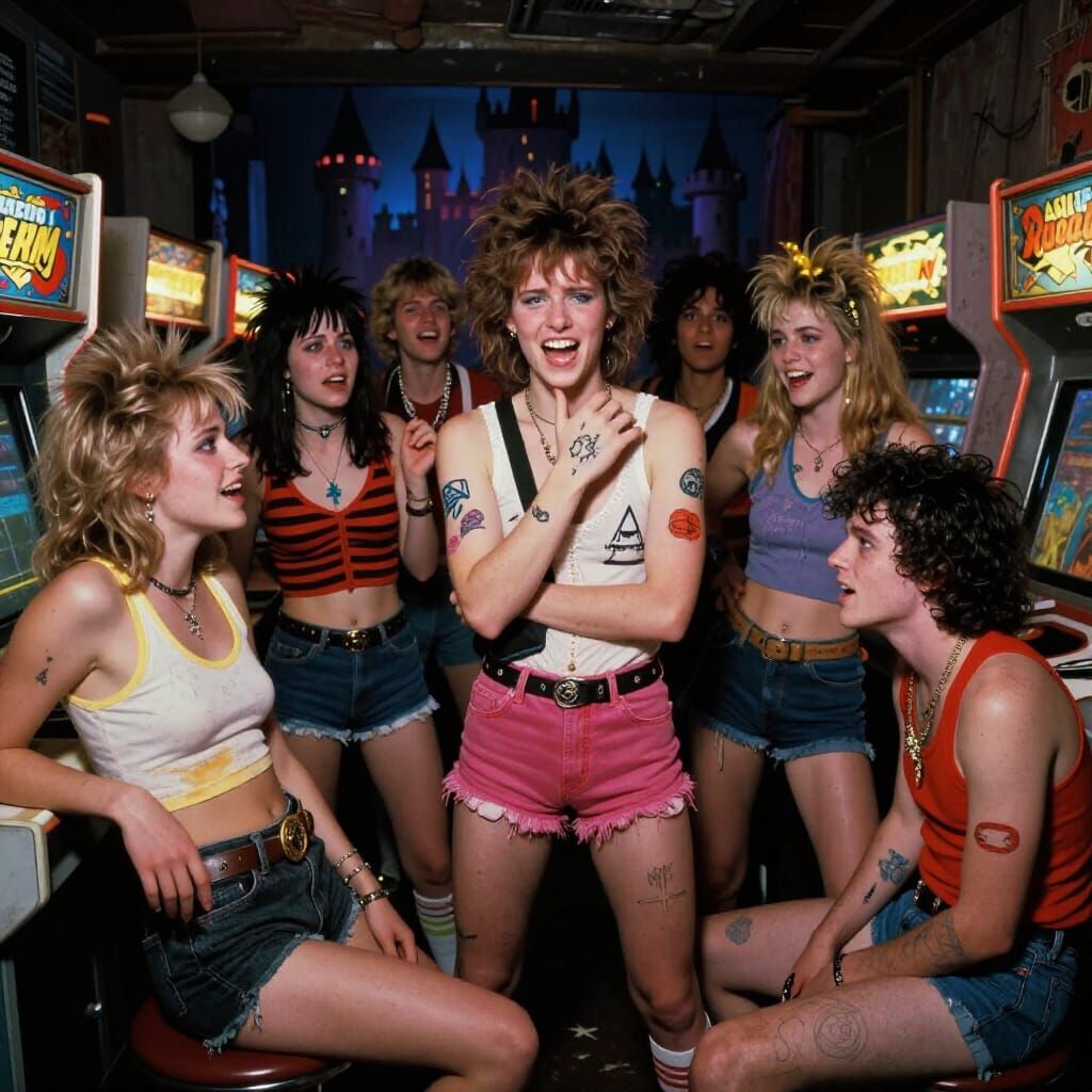 1980s Punk Students in Fantasy Castle Arcade