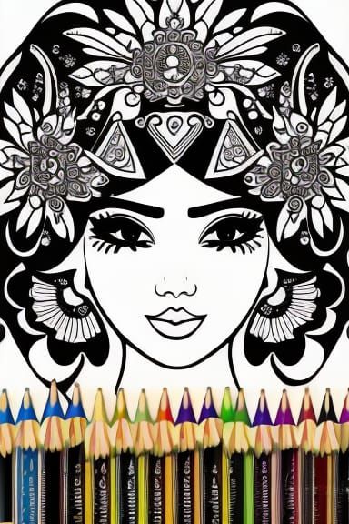 Intricate Black and White Line Art Coloring Page