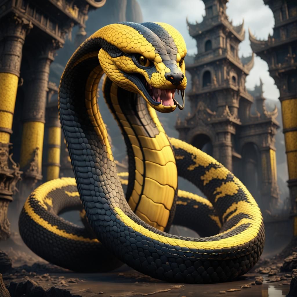 Detailed Black and Yellow Cobra Matte Painting