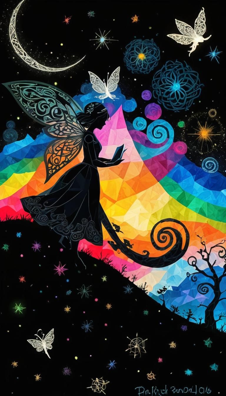 Fairy Princess Writes Fate in Dreamlike Digital Art