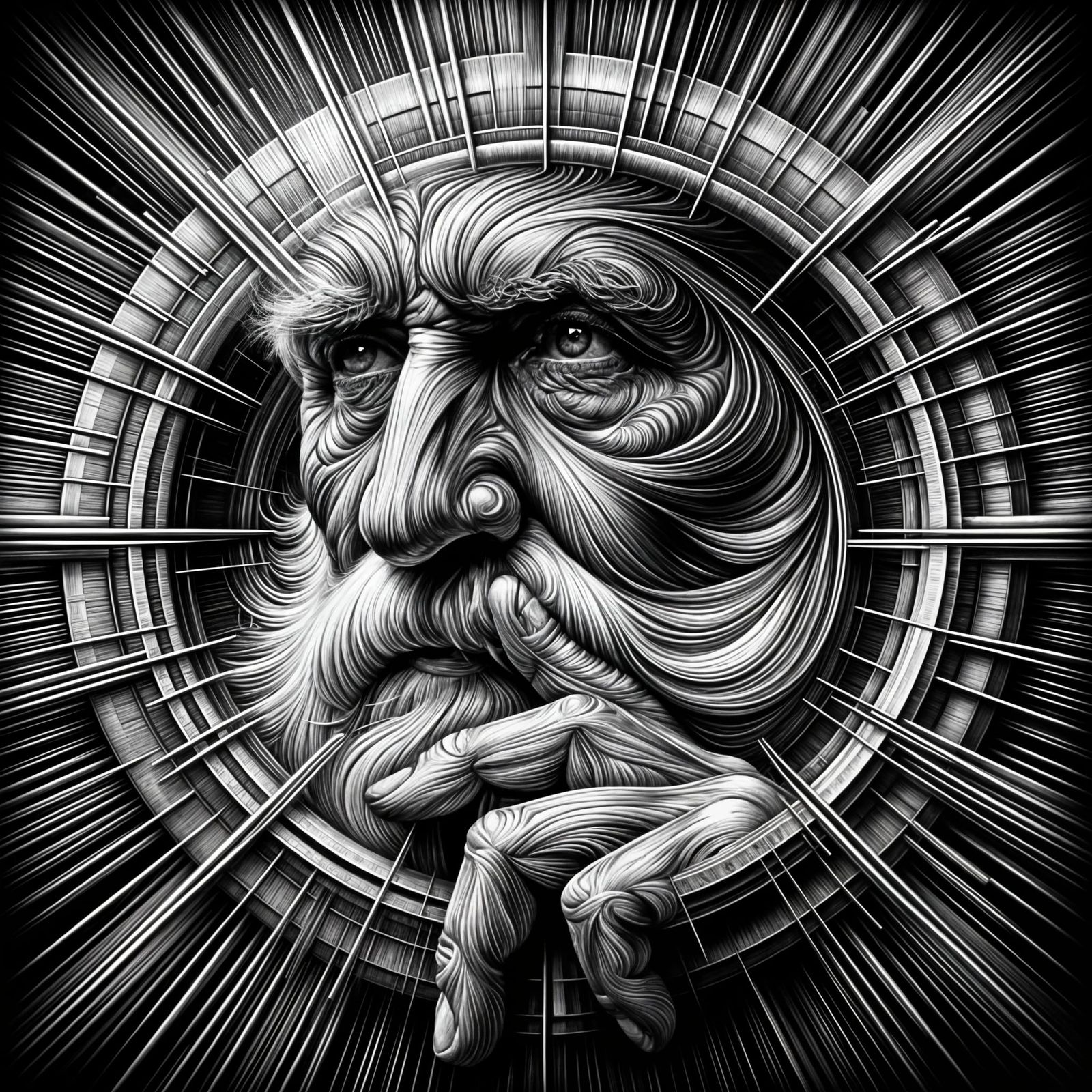 Wise Old Man Lost in Contemplative Thought