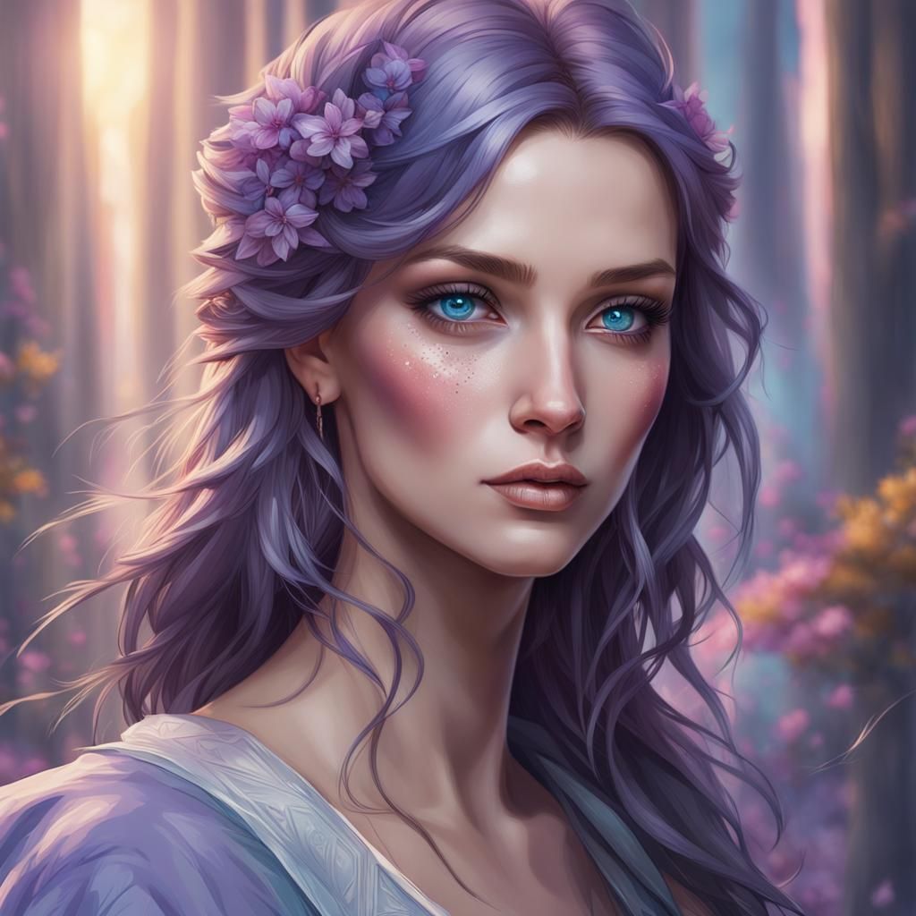 Lilac-Eyed Woman: Hyperdetailed Portrait in Unreal Engine 5