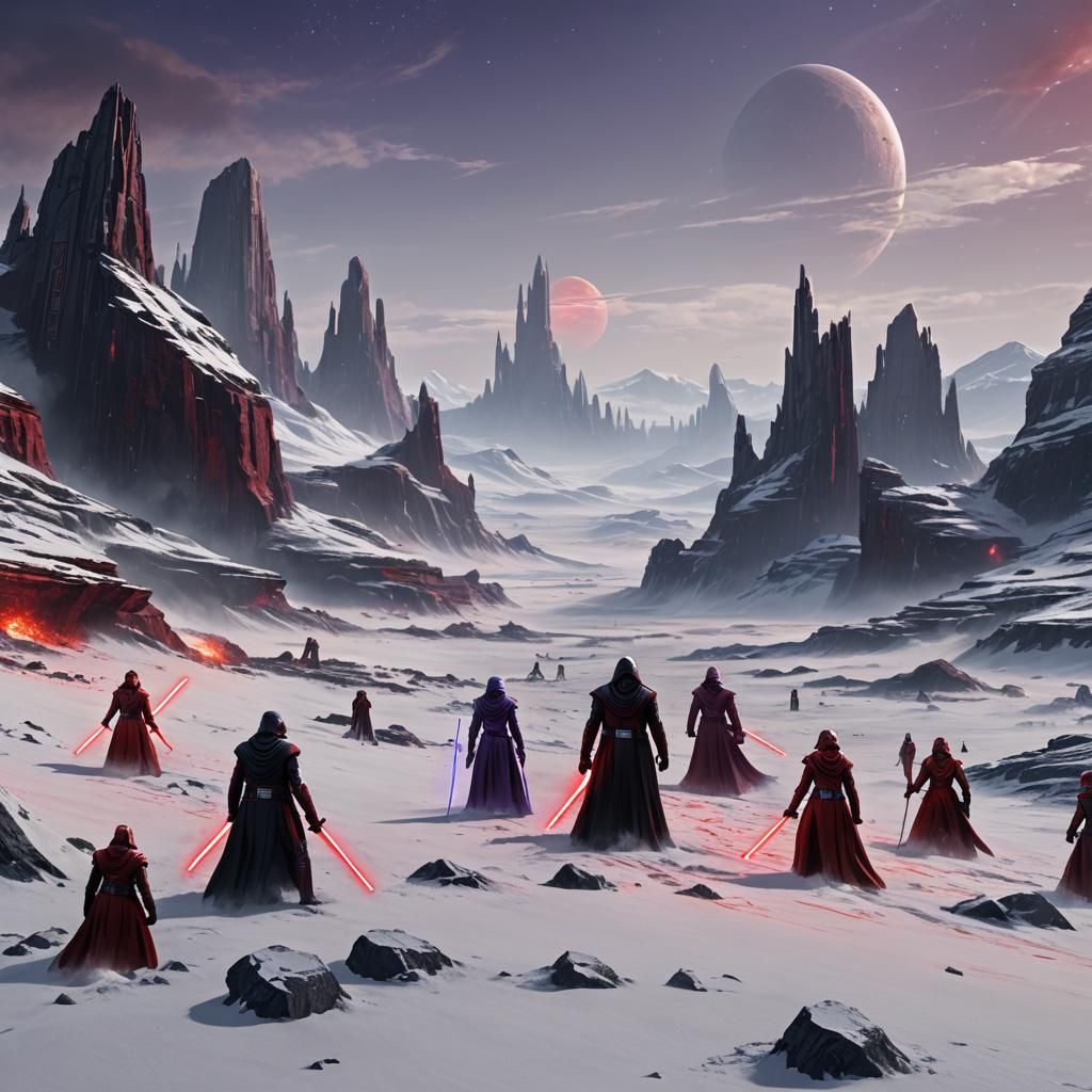 Sith Master and Apprentice on Snowy Planet in 8K