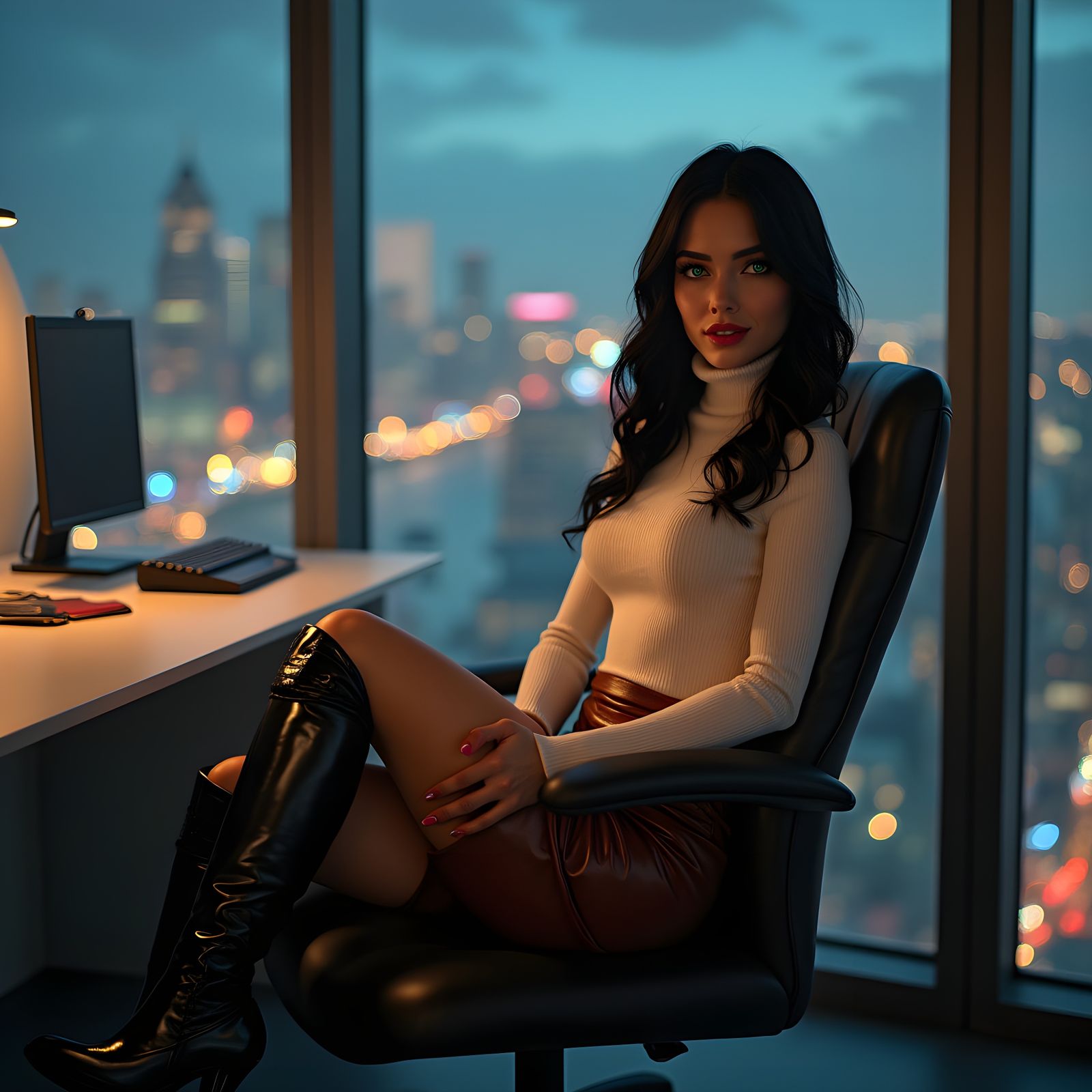 Italian Secretary in Modern Office: Matte Painting