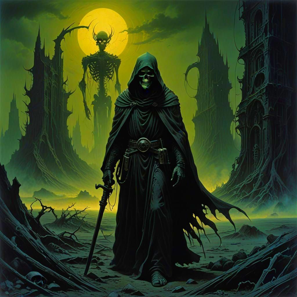 The Grim Reaper in a Scene of Vivid Despair