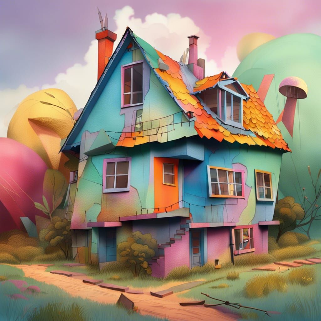Whimsical House with Odd Angles: Matte Painting