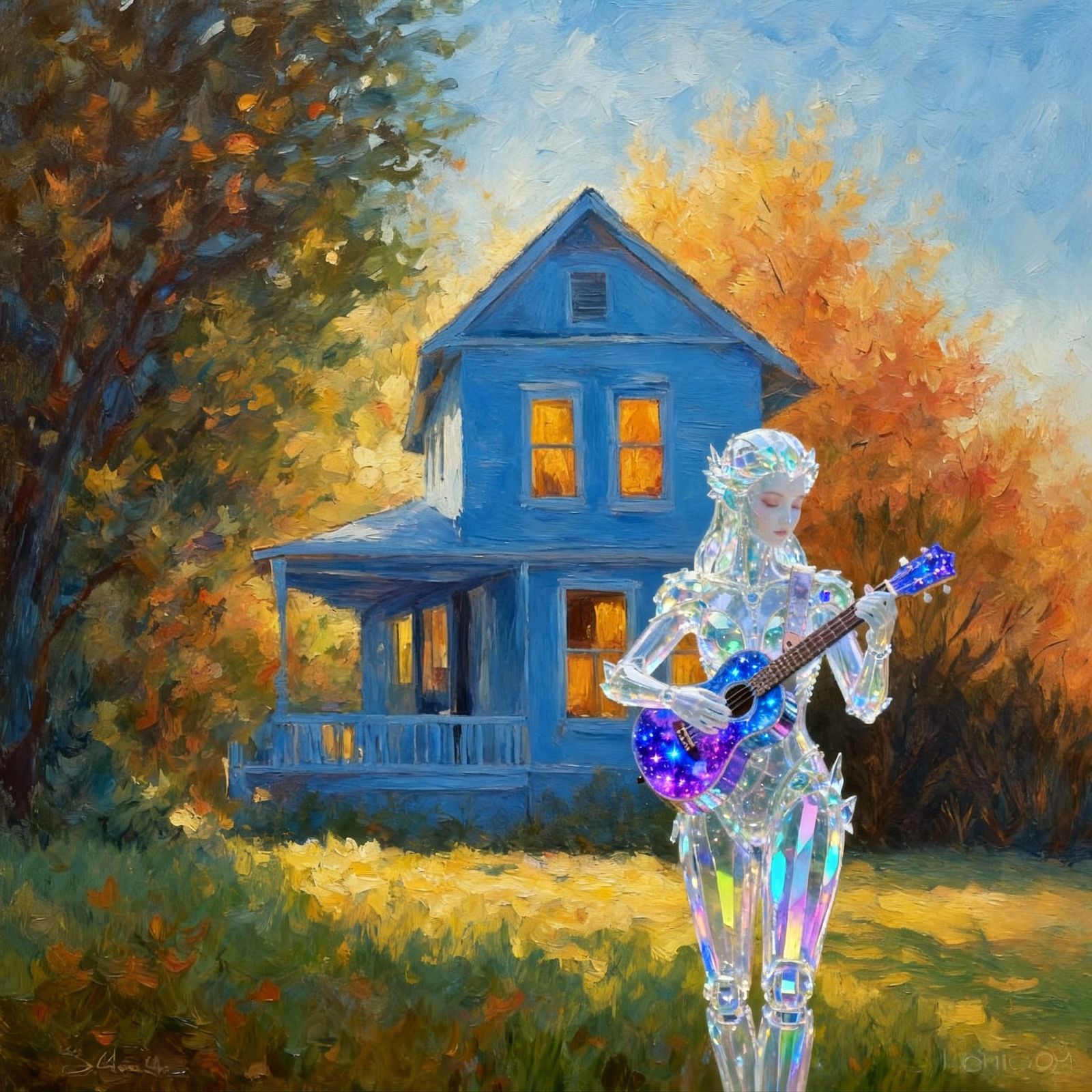 Crystal Android Woman in Blue House Dream