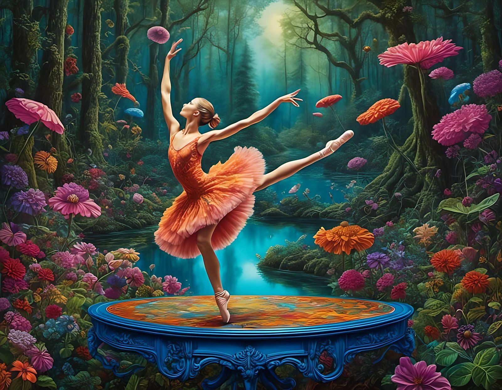 Ballerina Music Player in Neon Forest Style