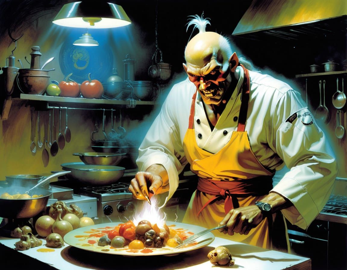 Dwarven Chef in Sienkiewicz and Bisley Style