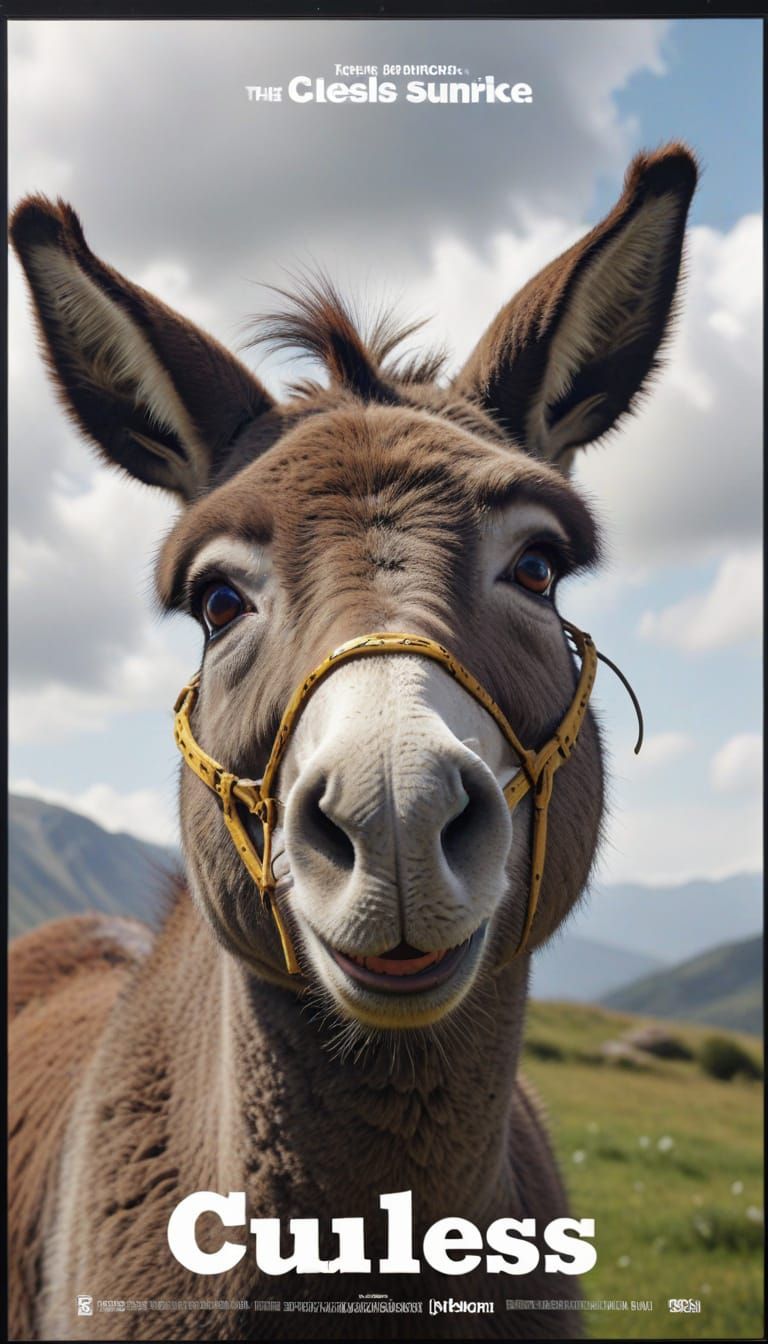 Photorealistic Movie Poster of Clueless with Donkey