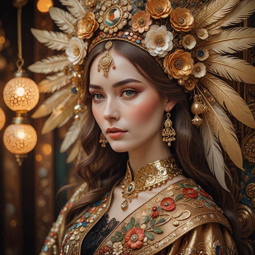 Elegant Russian Woman in Traditional Izba Setting, Inspired ...