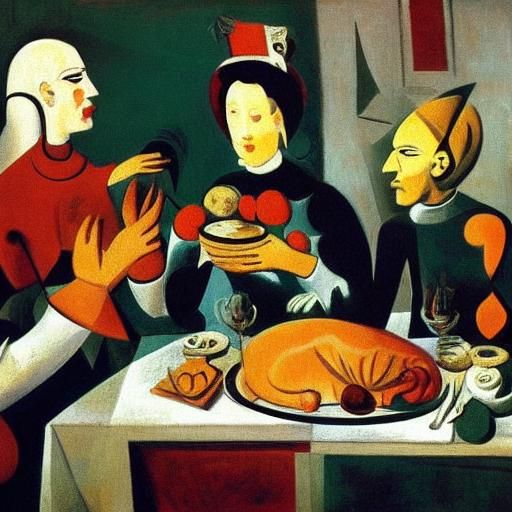 Thanksgiving Lobster Feast in Cubist Baroque Style