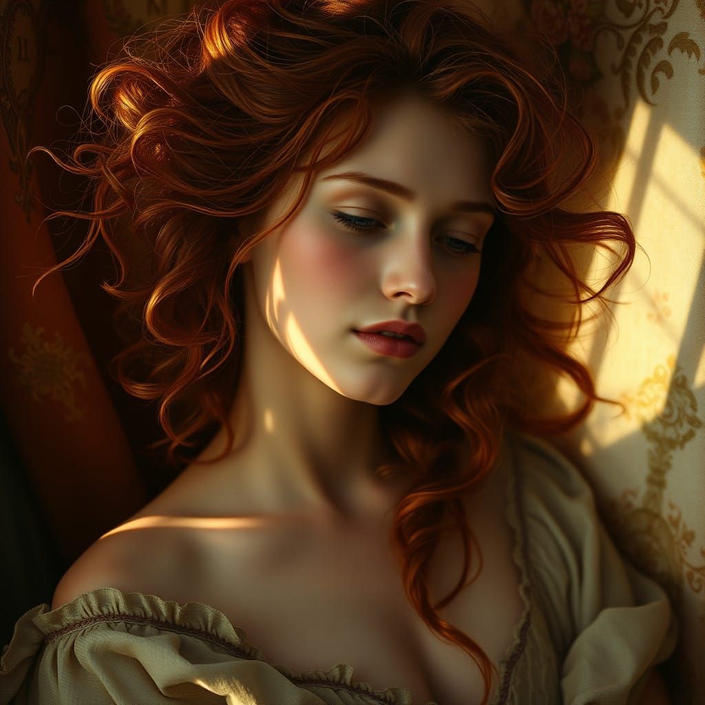 Ethereal Dreamer in Pre-Raphaelite Splendor