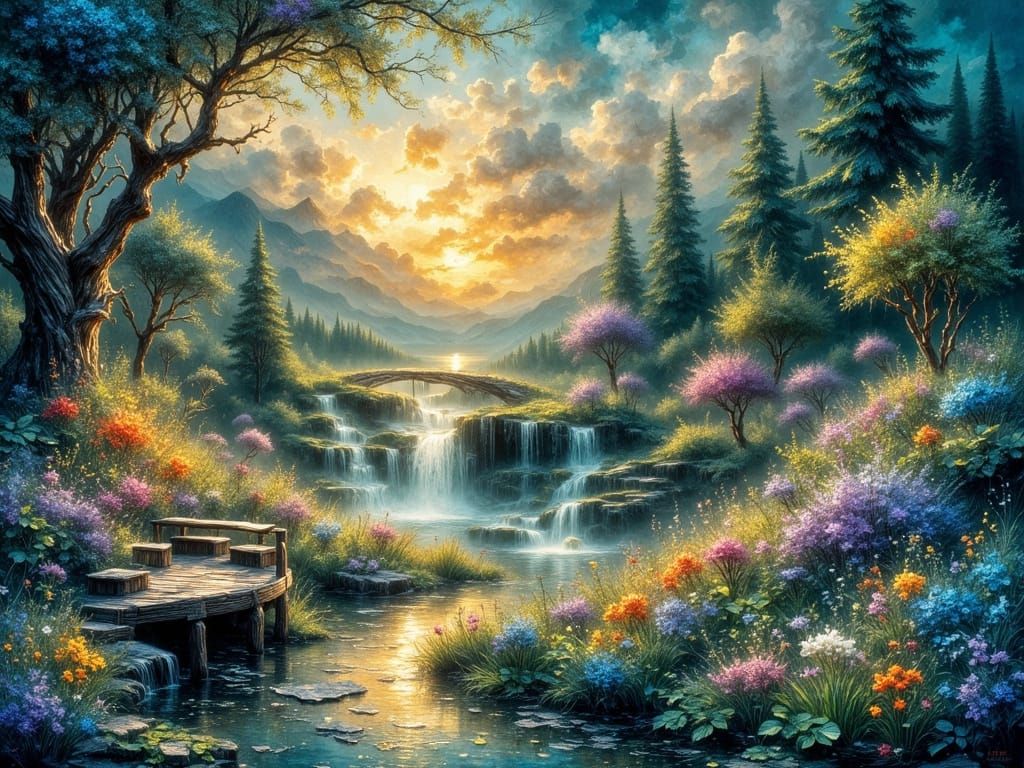 Ethereal Fantasy Midsummer Night's Dream in Impasto Style