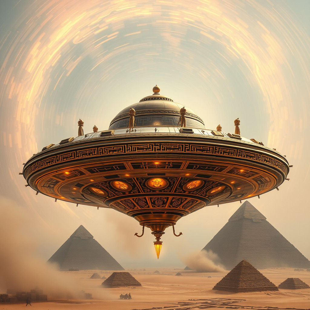 Steampunk UFO Over Giza Pyramids in 4K