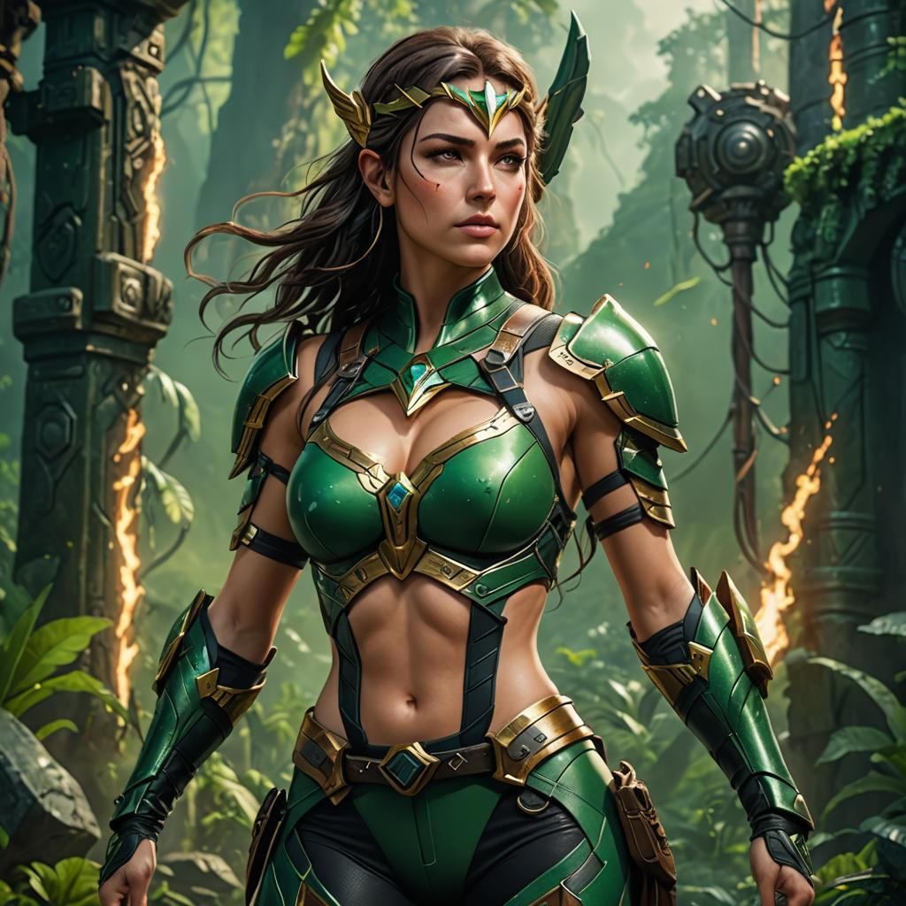 Sci-Fi Amazon Warrior in Detailed Matte Painting