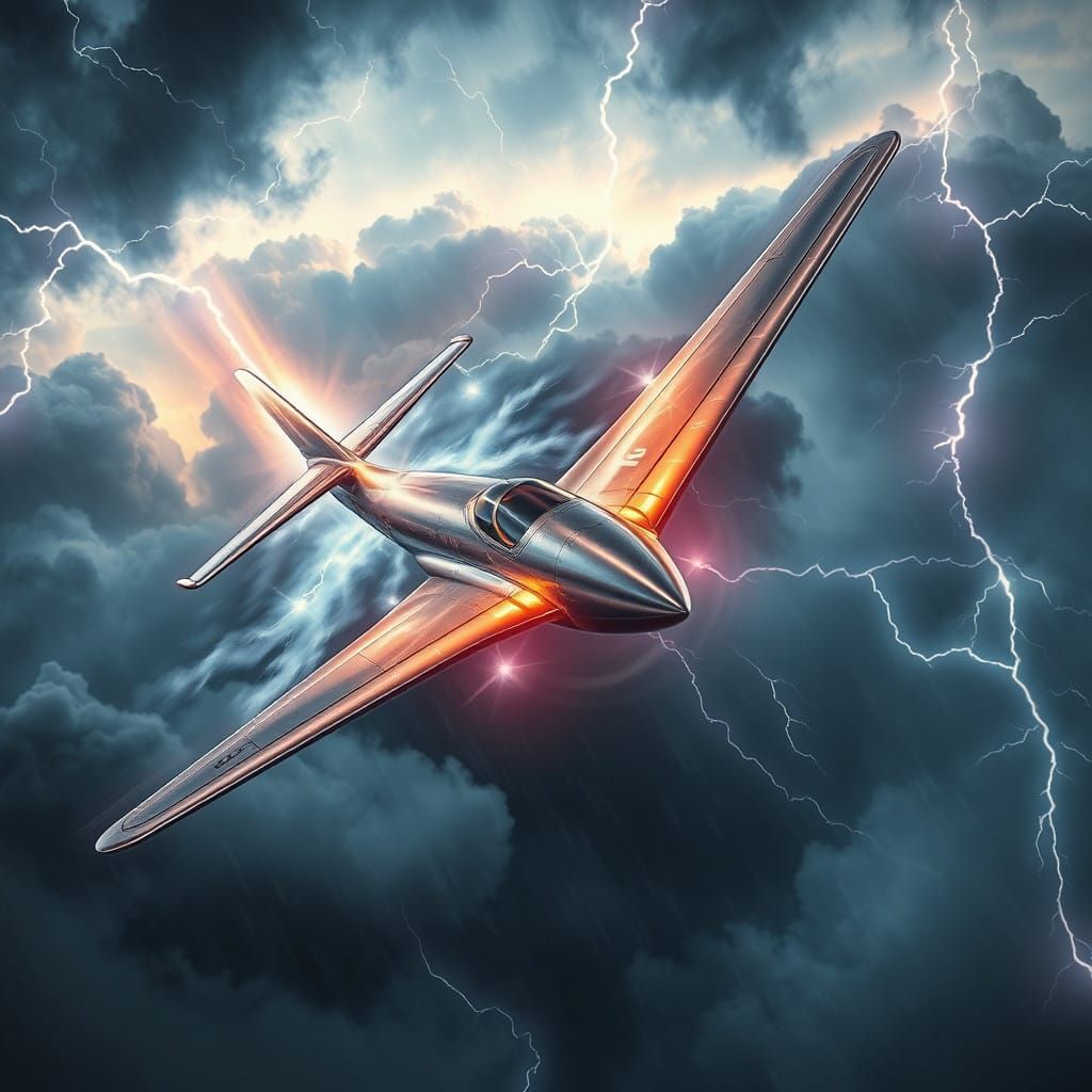 Sleek Plane Soars Through Turbulent Thunderstorm in Hyper-Re...