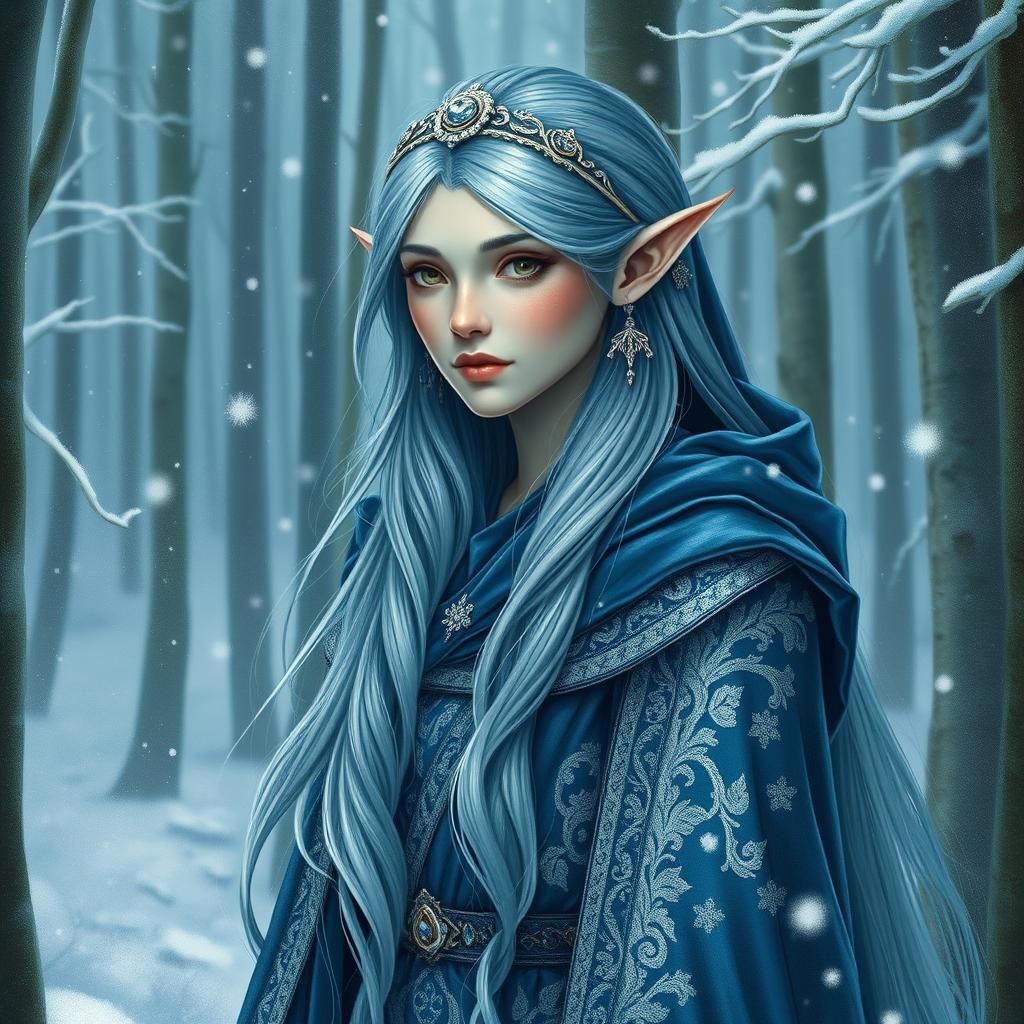 Regal Winter Elf in Frosty Forest