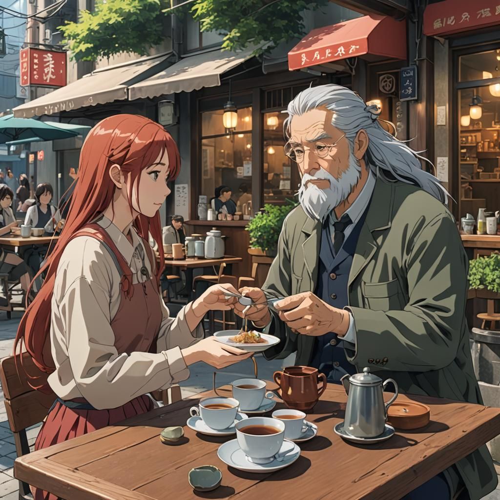 Anime Style: Girl and Geologist in Shibuya Cafe