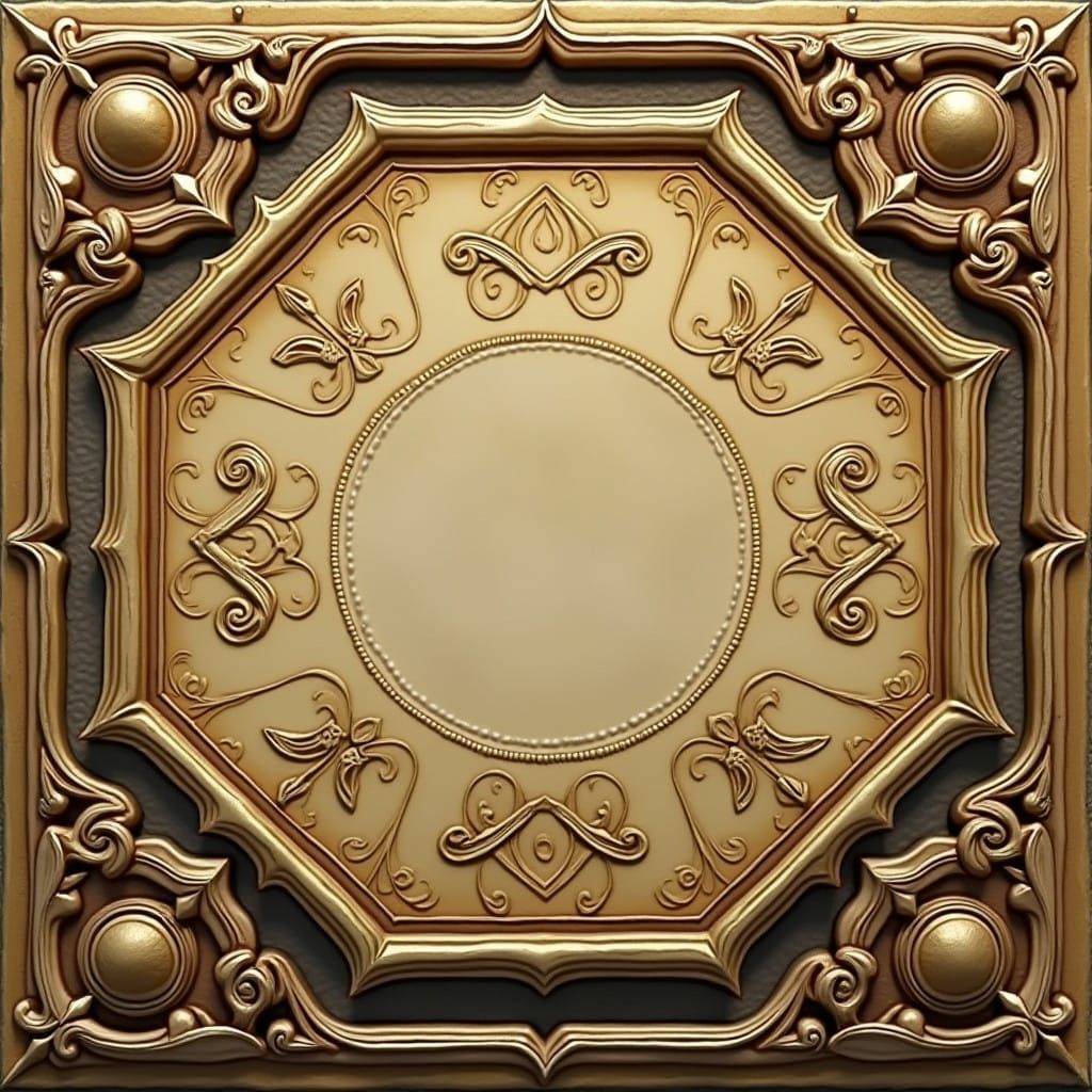 Elegant Medieval-Style RPG Hexagon Token Tile with Golden Fi...
