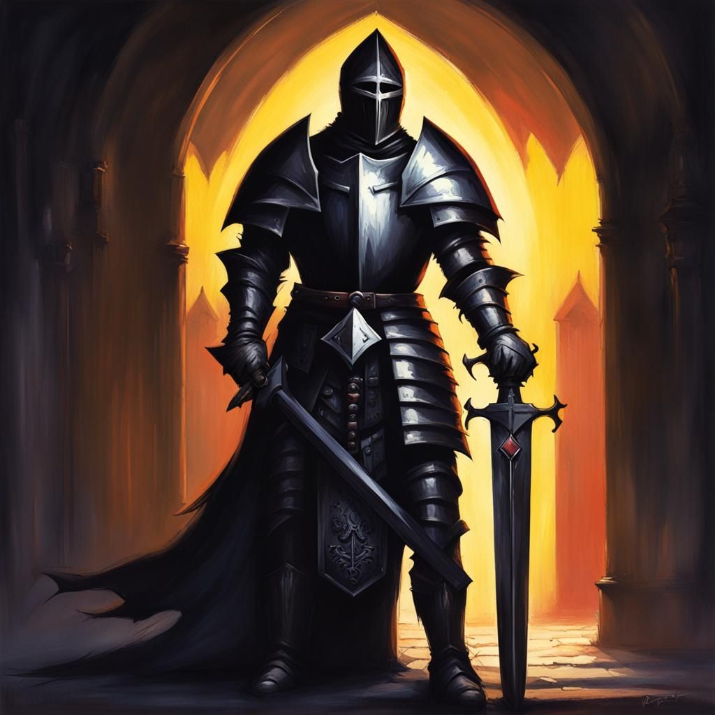 Sinister Knight of Darkness in Fantasy Art Style